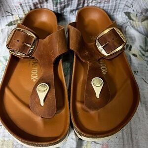 Birkenstock Gizeh Big Buckle Cognac Sandals Womens EU 38 US 7/7.5
